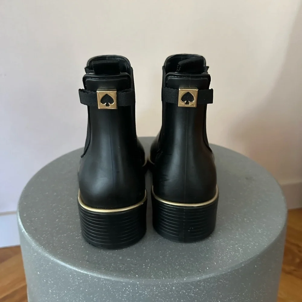 Kate Spade Black Winter Rain Boots with Elastic Panels